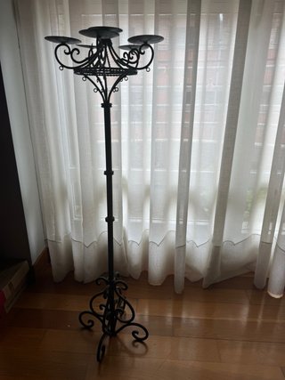 Candelabro de pie forja negro 6 velas