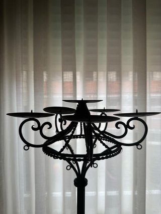 Candelabro de pie forja negro 6 velas