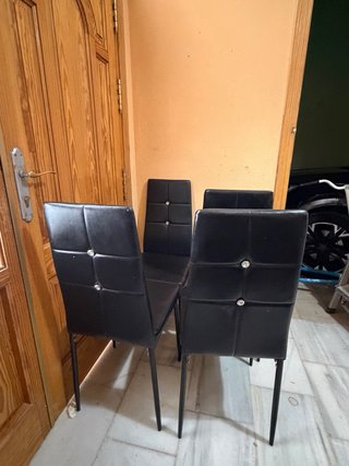Juego de 6 sillas de comedor negras con brillos
