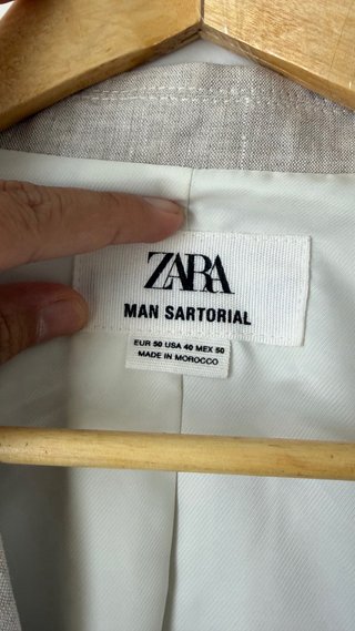 Blazer Lino Hombre Zara Beige