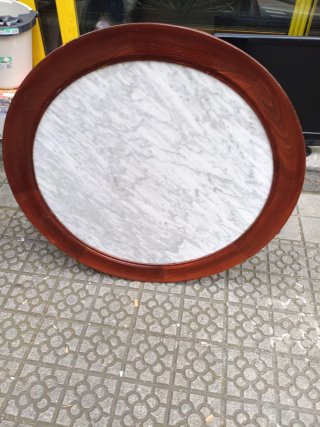 Mesa redonda vintage mármol y madera