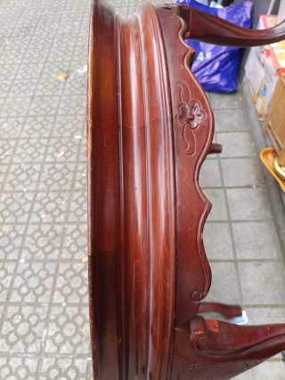 Mesa redonda vintage mármol y madera