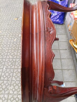 Mesa redonda vintage mármol y madera