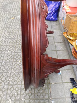 Mesa redonda vintage mármol y madera