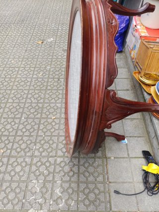 Mesa redonda vintage mármol y madera