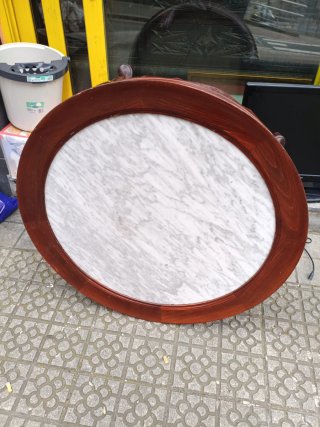 Mesa redonda vintage mármol y madera