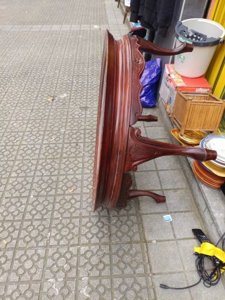 Mesa redonda vintage mármol y madera