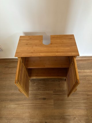 Armario bajo de baño de bambú