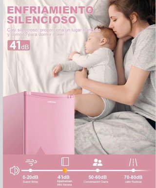 Frigorífico Upstreman Rosa con Congelador