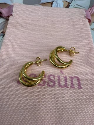 Pendientes dorados aro triple