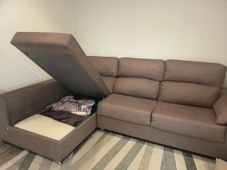 Sofá Cama Chaise Longue Marrón