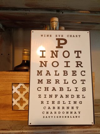 Cartello Wine Eye Chart in metallo