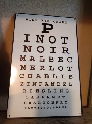 Cartello Wine Eye Chart in metallo
