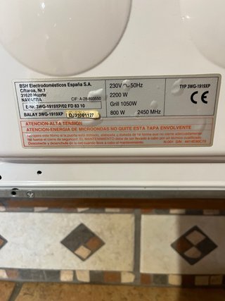 Horno Balay con grill