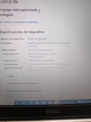 Portátil Dell i5 2.5 GHz 250GB SSD