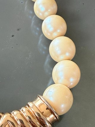 Collana Girocollo Vintage Perle Beige & Oro