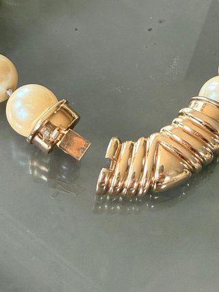 Collana Girocollo Vintage Perle Beige & Oro