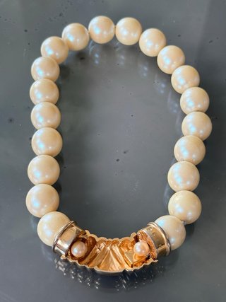 Collana Girocollo Vintage Perle Beige & Oro