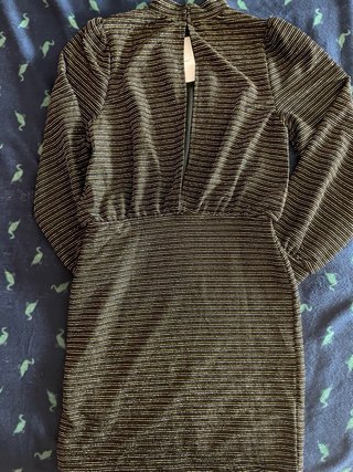 Vestido Sfera Negro Dorado Rayas