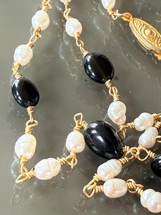 Collana Perle Fiume e Onice Nero