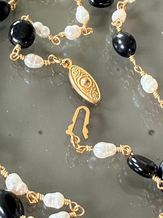 Collana Perle Fiume e Onice Nero