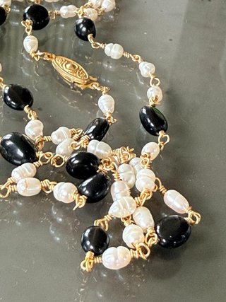 Collana Perle Fiume e Onice Nero