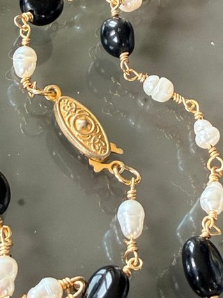 Collana Perle Fiume e Onice Nero