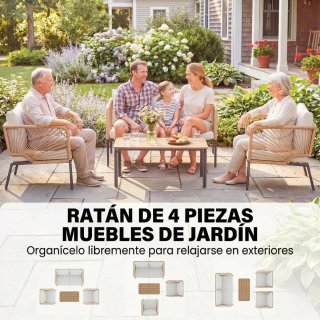 Conjunto Jardín 4 Piezas Exterior.