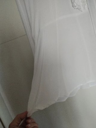 Blusa de seda, blanco roto, manga larga con pecher
