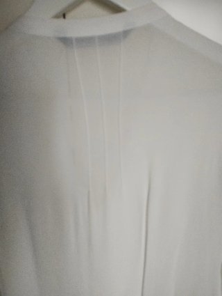 Blusa de seda, blanco roto, manga larga con pecher