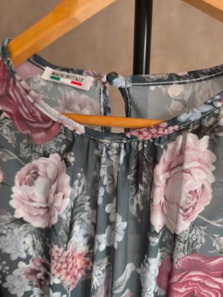 Vestido verde gasa estampado flores