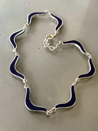 Collana Vintage Anni '70 Beige Argento