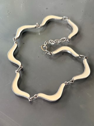 Collana Vintage Anni '70 Beige Argento