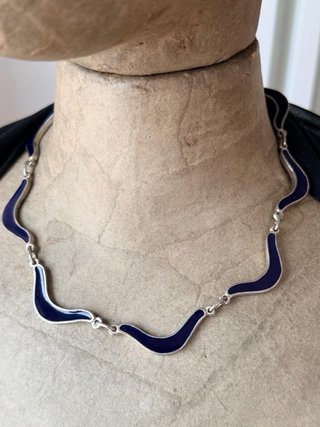 Collana Vintage Anni '70 Beige Argento