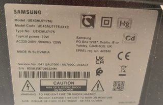 Samsung 43 Smart TV 4K UE43AU7175U