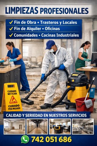 Limpieza de obras, comunidades, locales...
