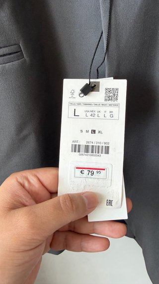 Blazer Zara Gris Hombre