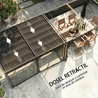 Pérgola de Jardín 3x4m con Techo Retráctil