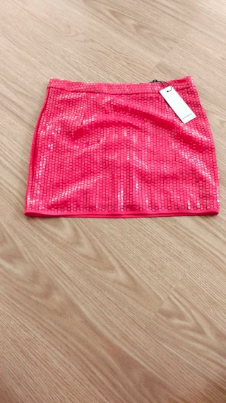Falda rosa fiesta lentejuelas de escama. Talla L