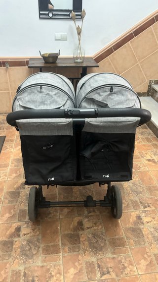 Carrito Gemelar Doble Gris
