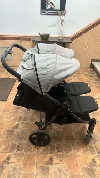 Carrito Gemelar Doble Gris