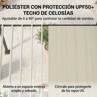 Pérgola de Jardín 3x3,8m con Techo Ajustable