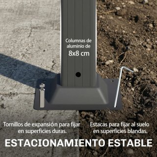 Pérgola de Jardín 3x3,8m con Techo Ajustable