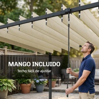 Pérgola de Jardín 3x3,8m con Techo Ajustable