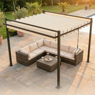 Pérgola de Jardín 3x3,8m con Techo Ajustable