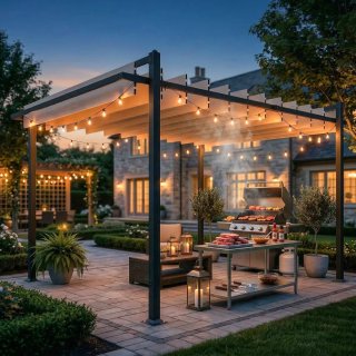 Pérgola de Jardín 3x3,8m con Techo Ajustable