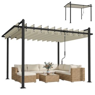 Pérgola de Jardín 3x3,8m con Techo Ajustable