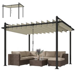 Pérgola de Jardín 3x3,8m con Techo Ajustable