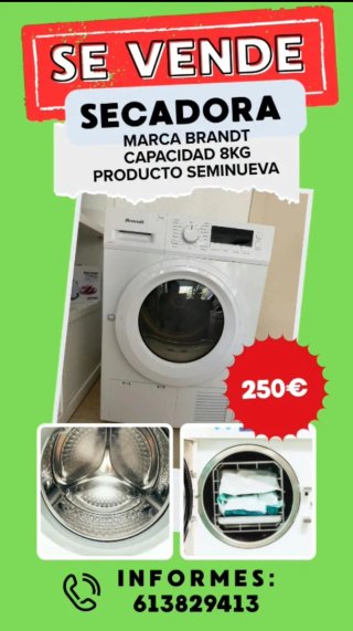 Secadora Brandt 8kg Blanca