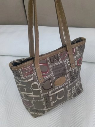 Borsa The Bridge in tessuto rigido logato a spalla